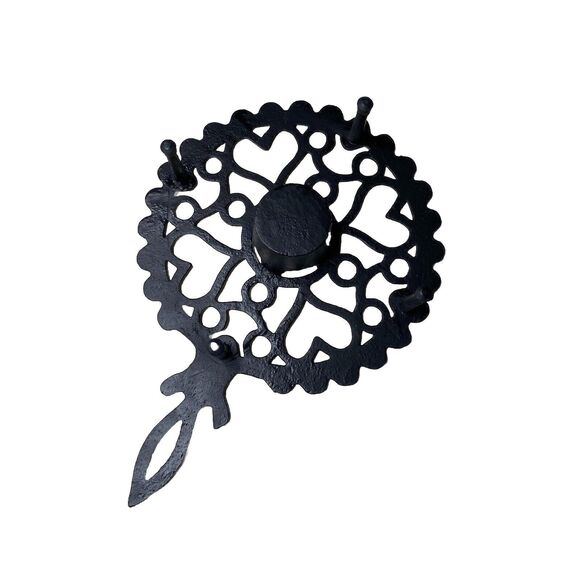 Vintage Copper Plated Wrought Iron Trivet Candle Warmer - Heart Design 8” Round - Picture 4 of 7